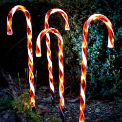   Led napelemes kltri Candy Cane cukorkabot vilgts, 4 db/cs