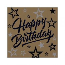   Happy birthday,arany csillagos szalvta,16db-os