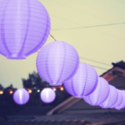   Led lampion, elemes, 20 cm, lila