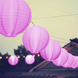   Led -es elemes lampion, 20 cm, magenta