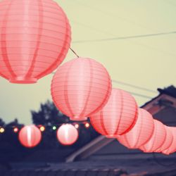   Led -es lampion, elemes, 20 cm, piros