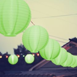   Led -es, elemes lampion, 20 cm, zld