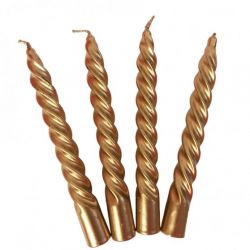   Csavart arany metl gyertya, 4 db, 20 cm