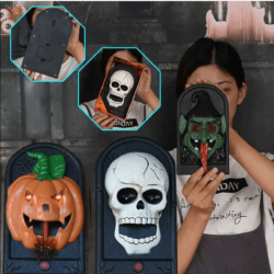   Halloween ajtcseng, elemes, led vilgtssal s hanggal, 21 cm, 3 fle