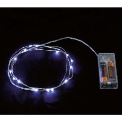   Led mikroszlas fnyhuzal, fnyfzr, hideg fehr, elemes, 1 m