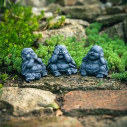   Buddha szobor, l, fekete, 9 cm