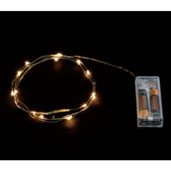   Led mikroszlas fnyhuzal, meleg fehr, elemes, 1 m