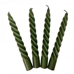   Csavart moha zld gyertya, 4 db, 20 cm