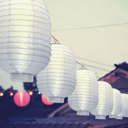   Napelemes lampion LED,32cm,hideg fehr.